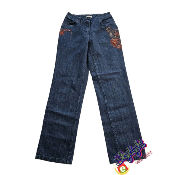 Christopher & Banks Denim - Christopher & Banks Women's Blue Embroidered‎ Boot Cut Denim Jeans Size 6 28x31